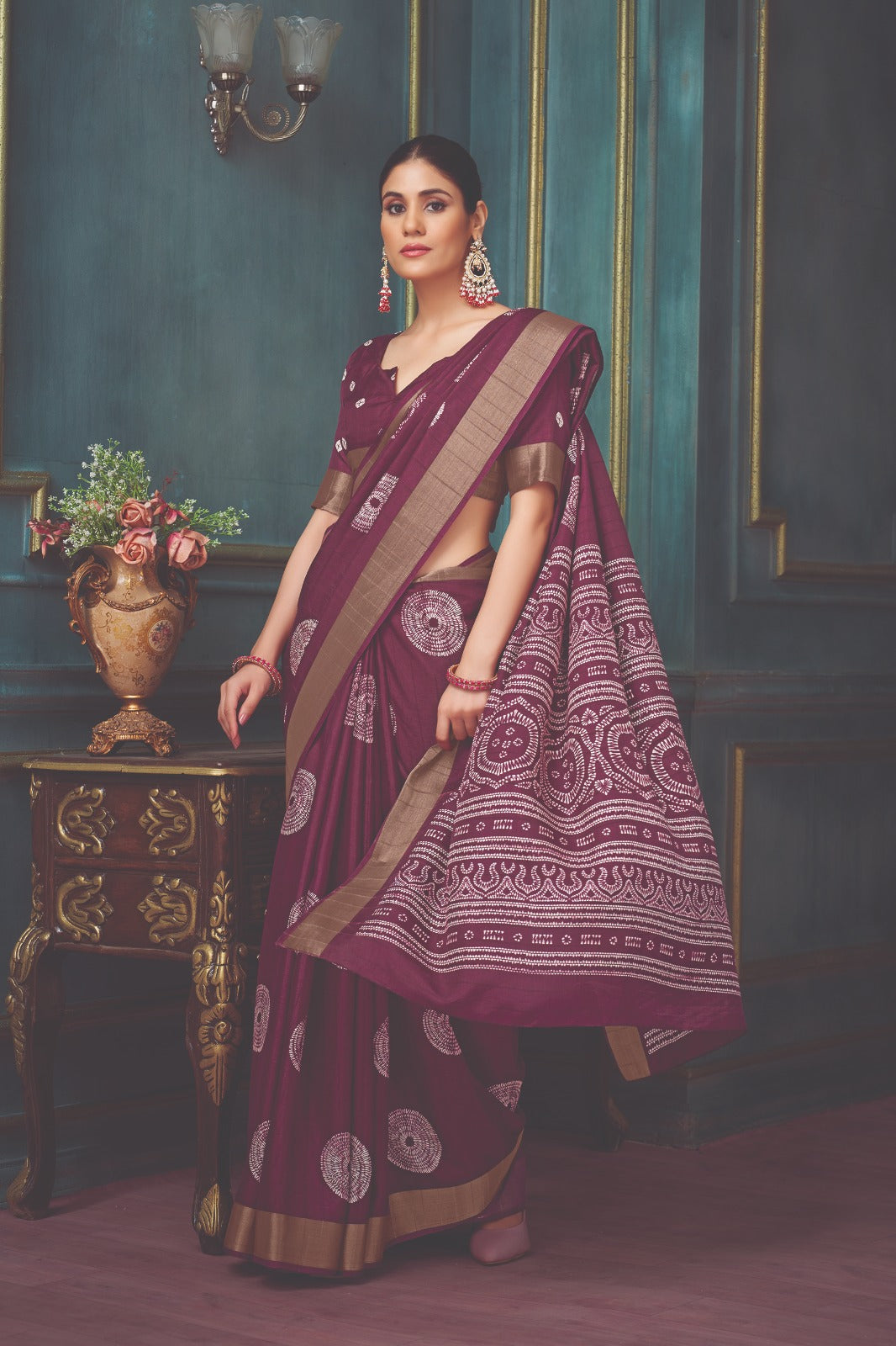 Maroon Color Art Silk saree with Zari work