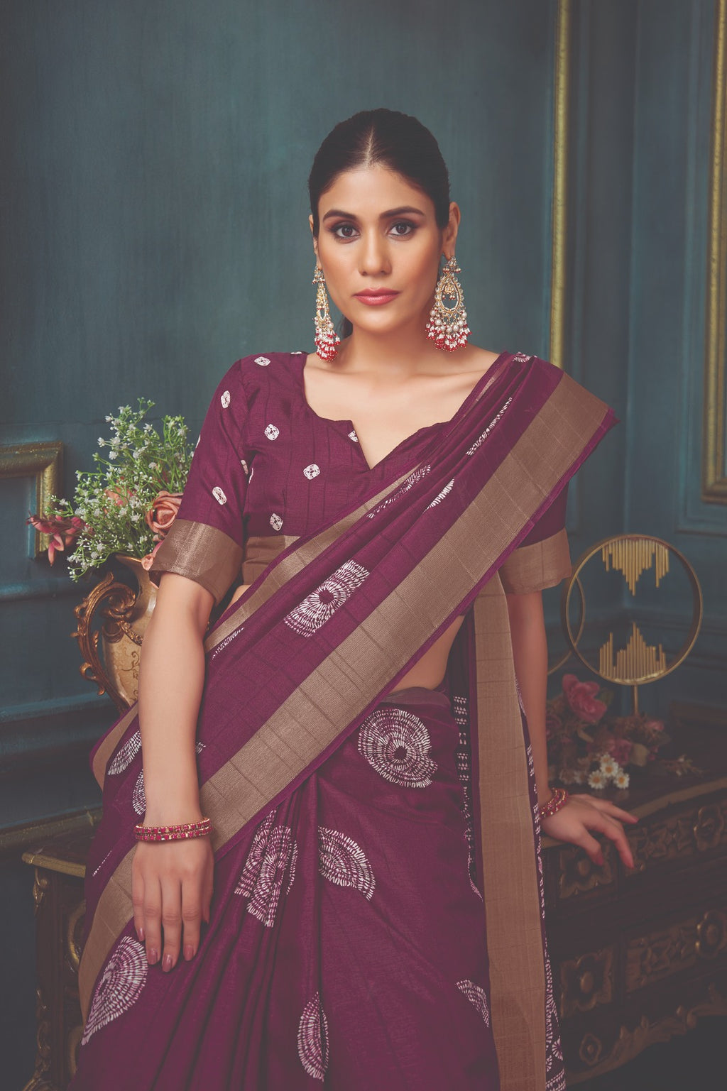 Maroon Color Art Silk saree with Zari work