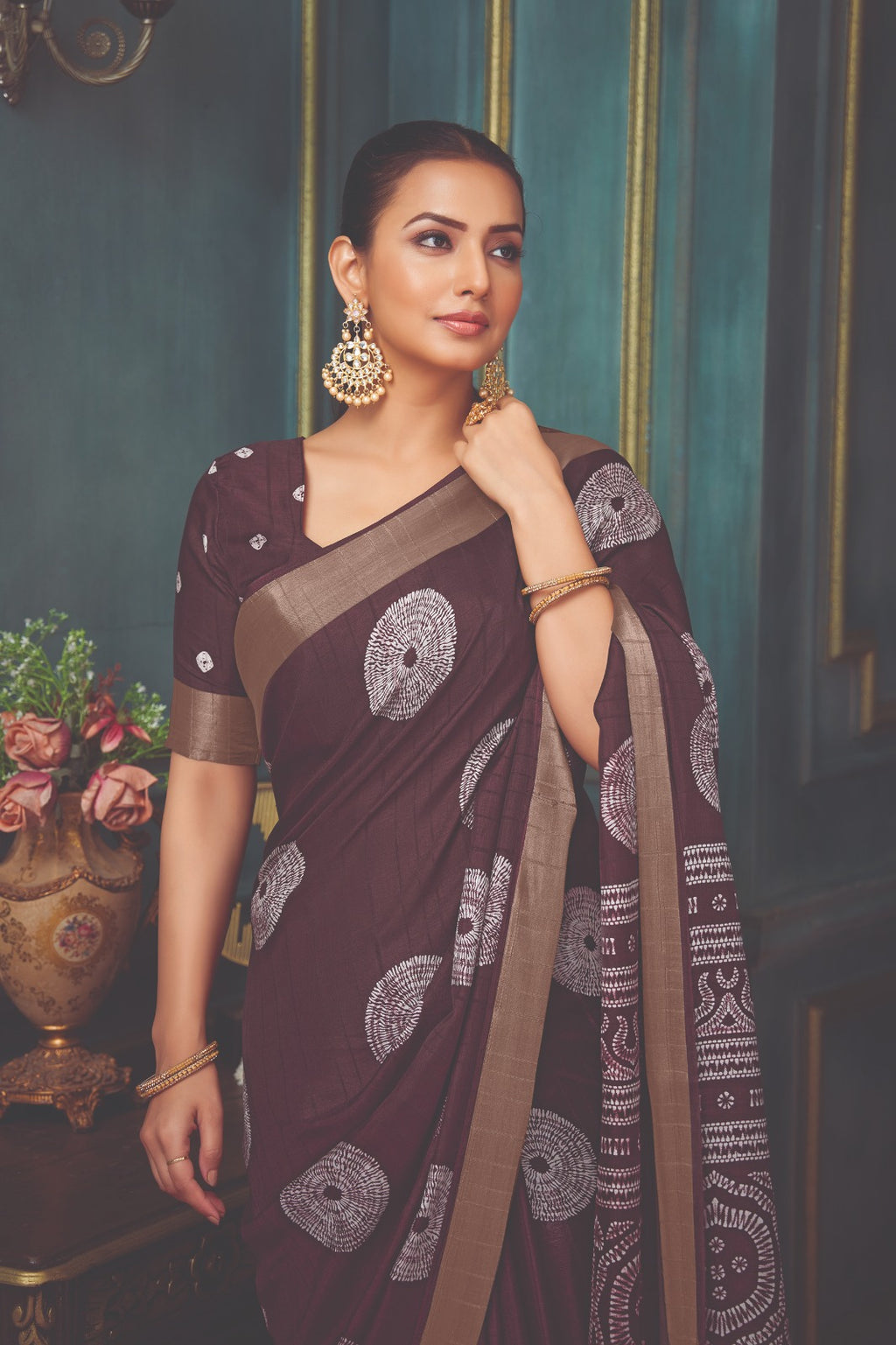 Dark Brown Art Slk Saree