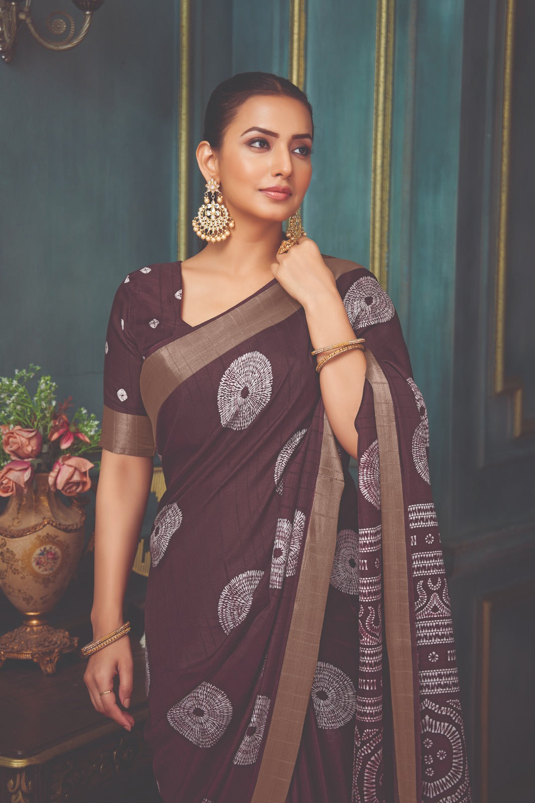Dark Brown Art Slk Saree