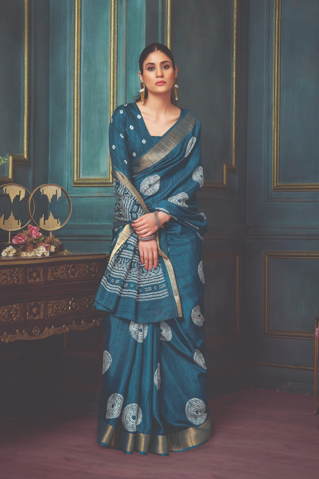 Navy Blue Art silk zari woven saree