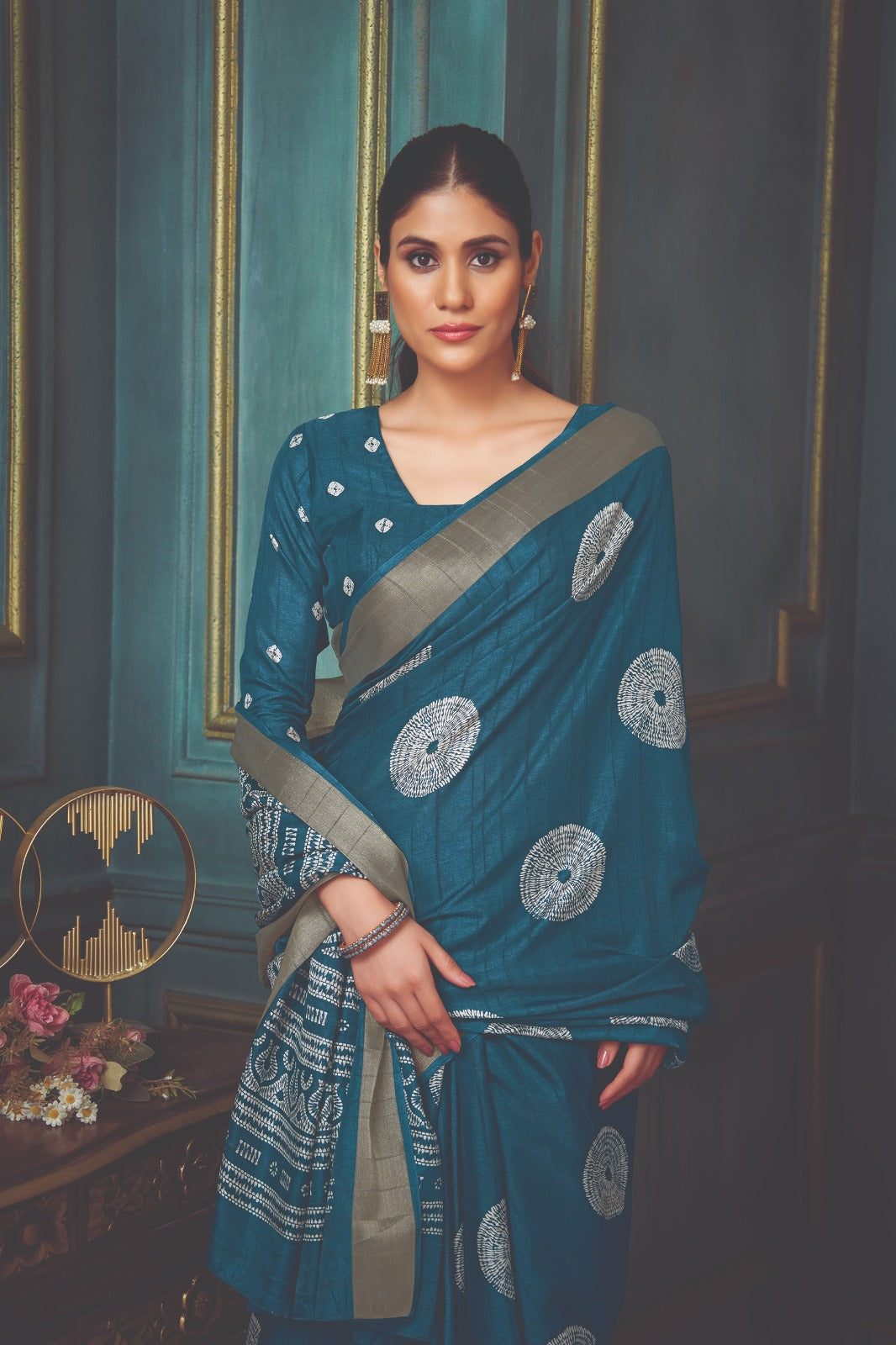 Navy Blue Art silk zari woven saree