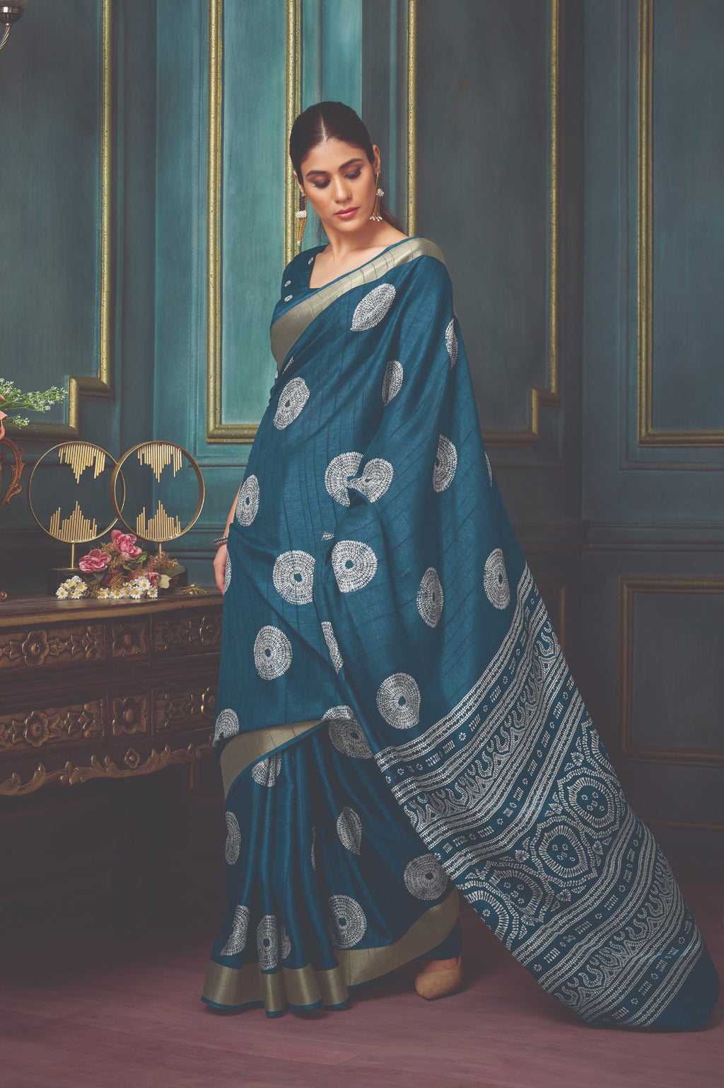 Navy Blue Art silk zari woven saree