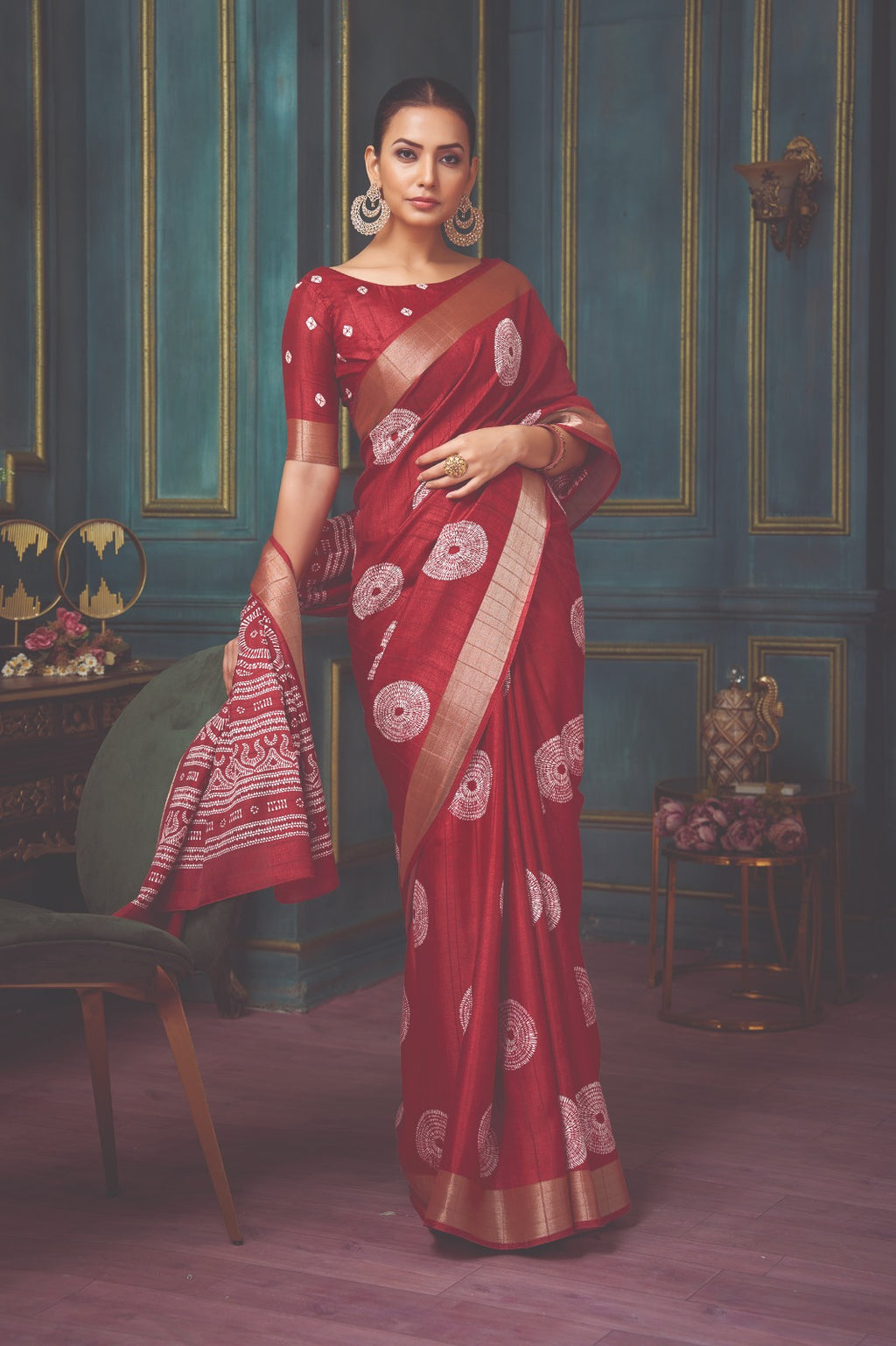 Red Art silk Zari woven silk saree