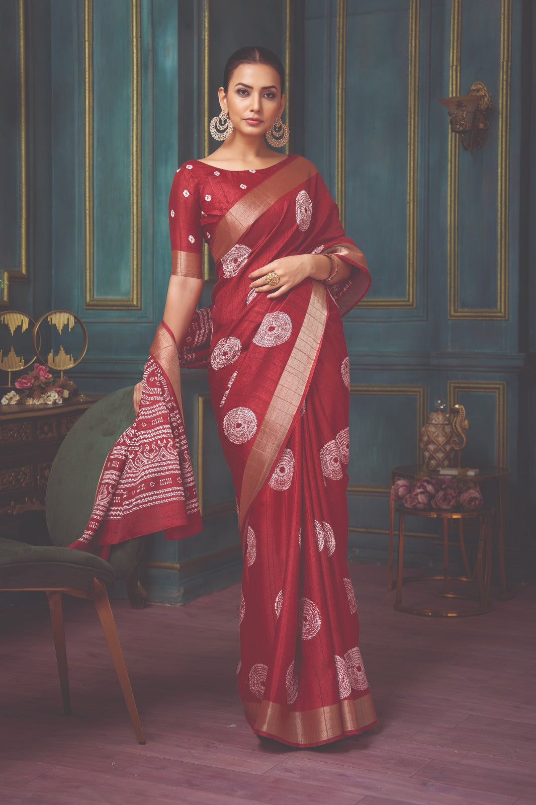 Red Art silk Zari woven silk saree