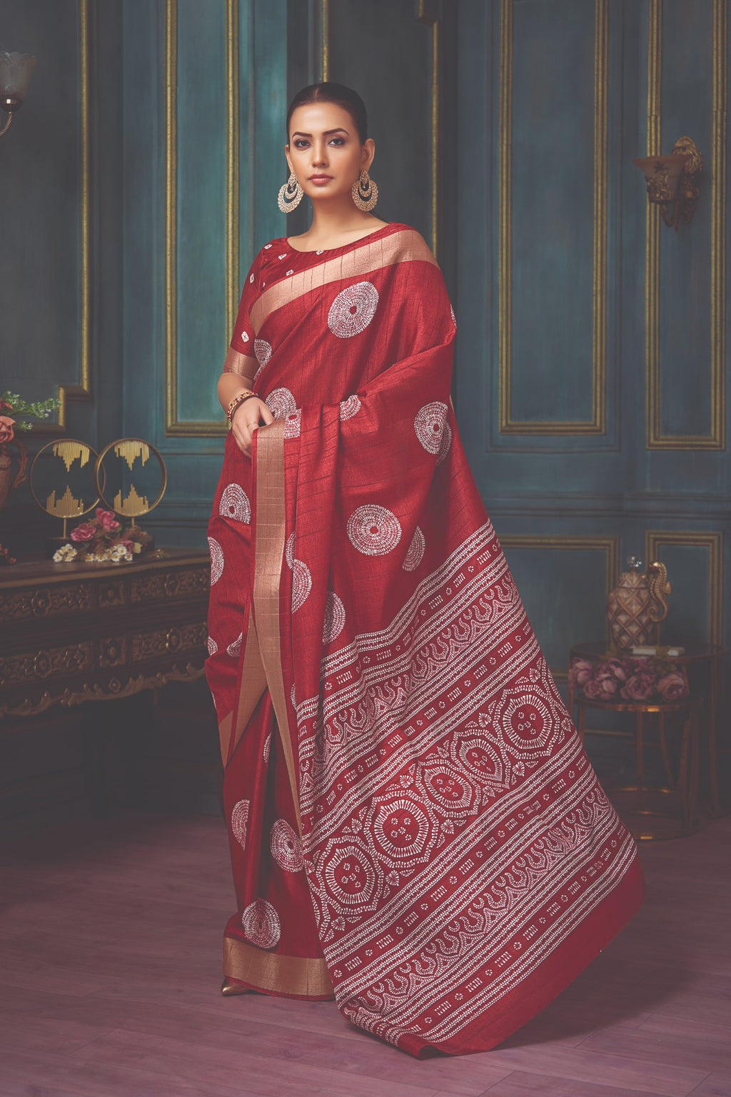 Red Art silk Zari woven silk saree