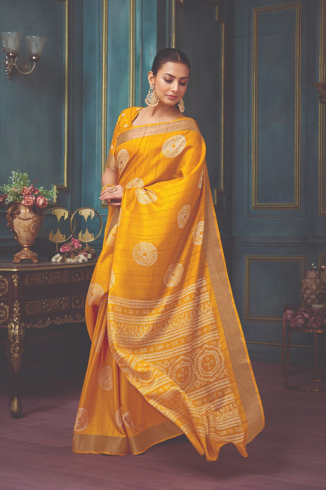 Sunshine Elegance Mustard Yellow Art Silk Saree