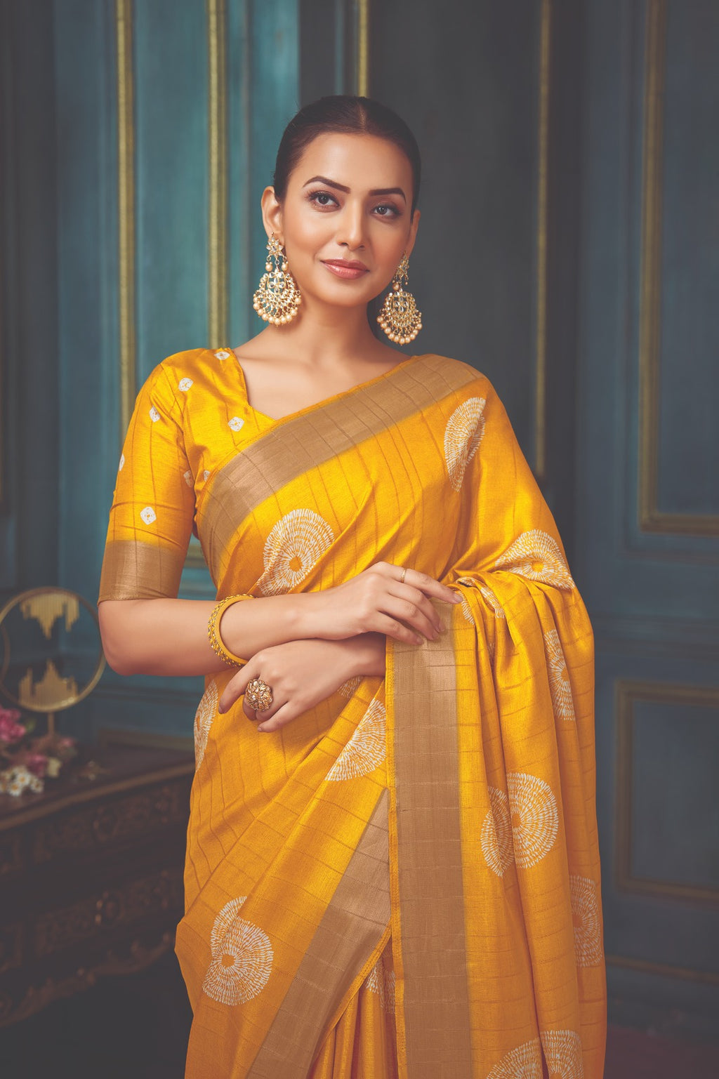Sunshine Elegance Mustard Yellow Art Silk Saree