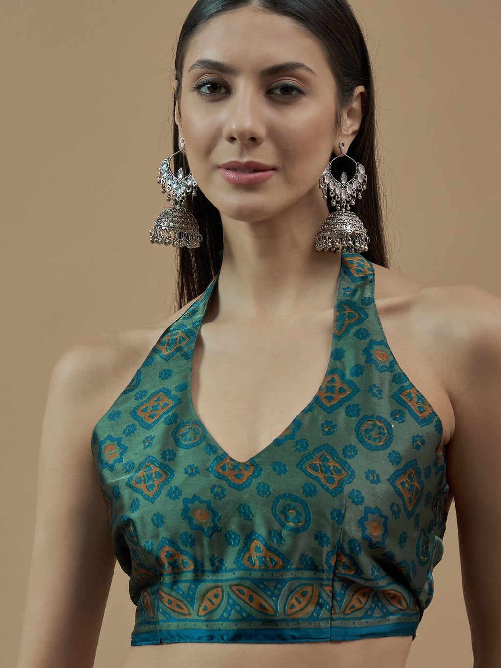 Olive Green Animal Printed Modal Silk Saree