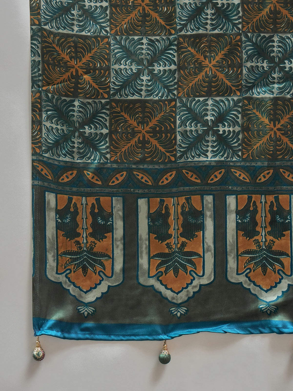 Olive Green Animal Printed Modal Silk Saree