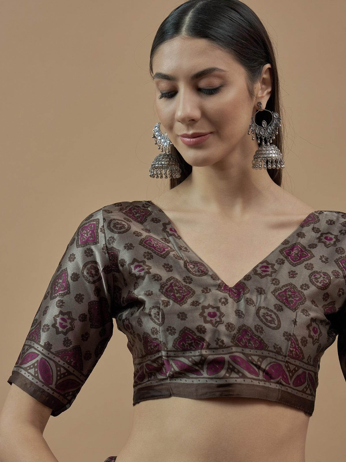 Ajrakh Printed Modal Traditional Silk Saree