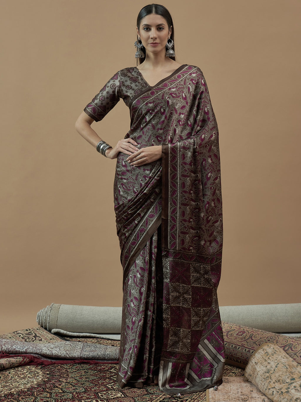 Ajrakh Printed Modal Traditional Silk Saree