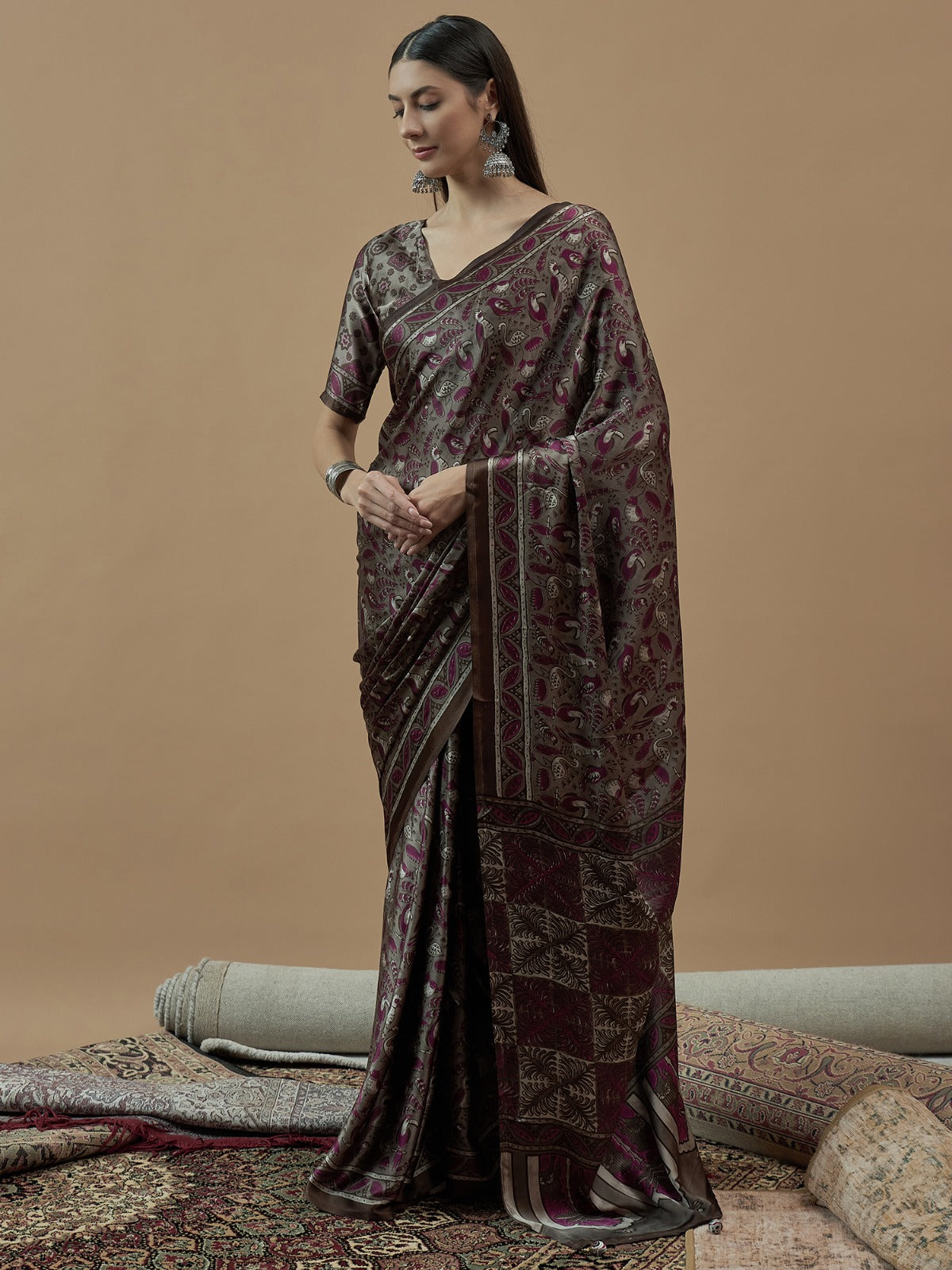 Ajrakh Printed Modal Traditional Silk Saree
