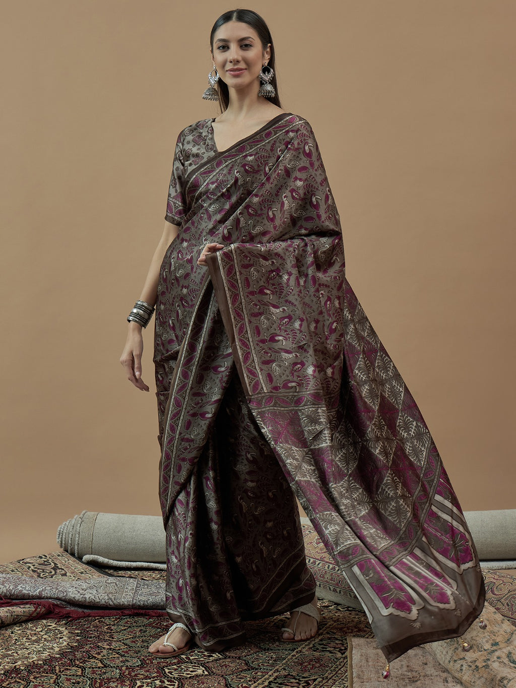 Ajrakh Printed Modal Traditional Silk Saree