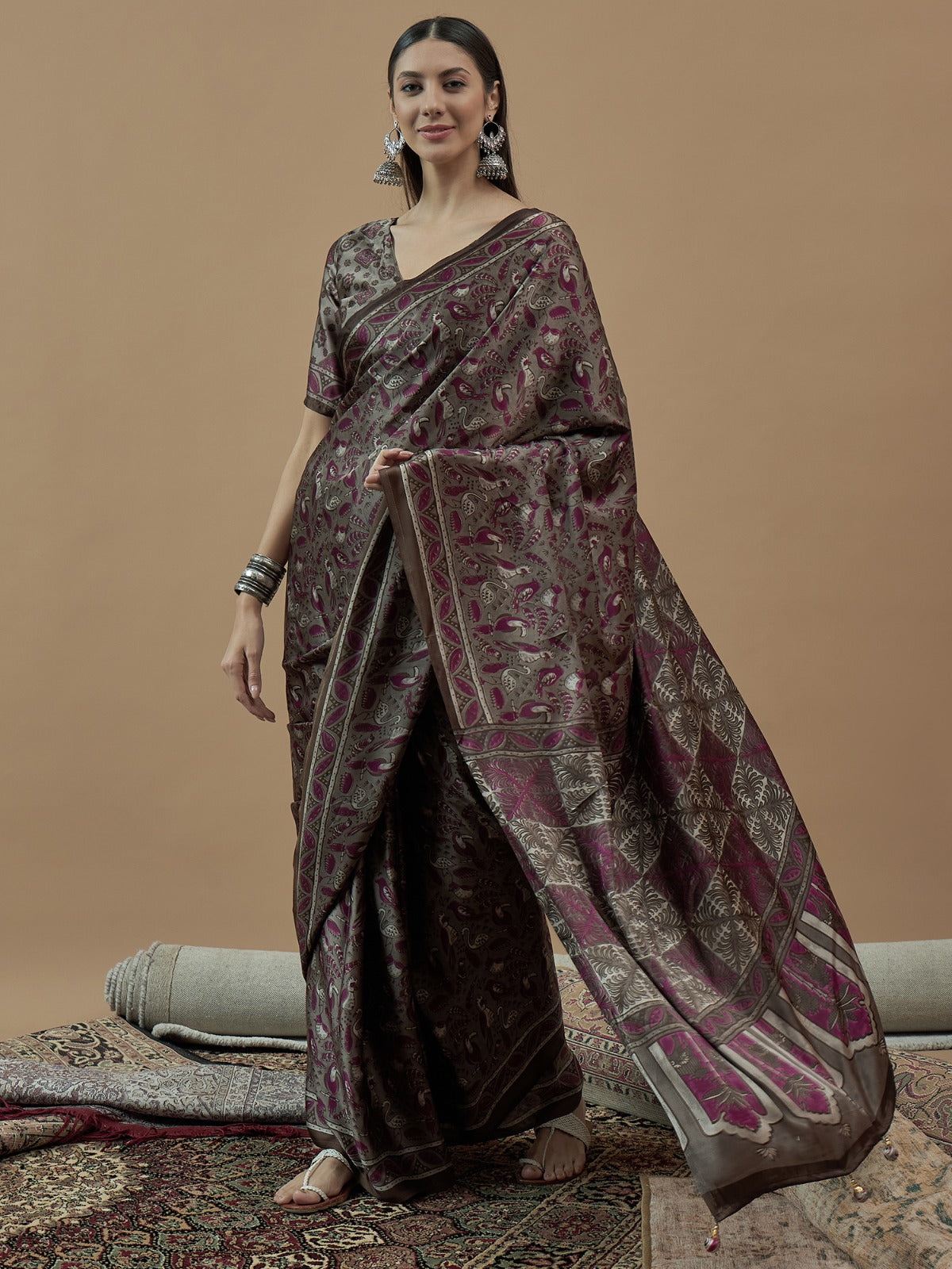 Ajrakh Printed Modal Traditional Silk Saree