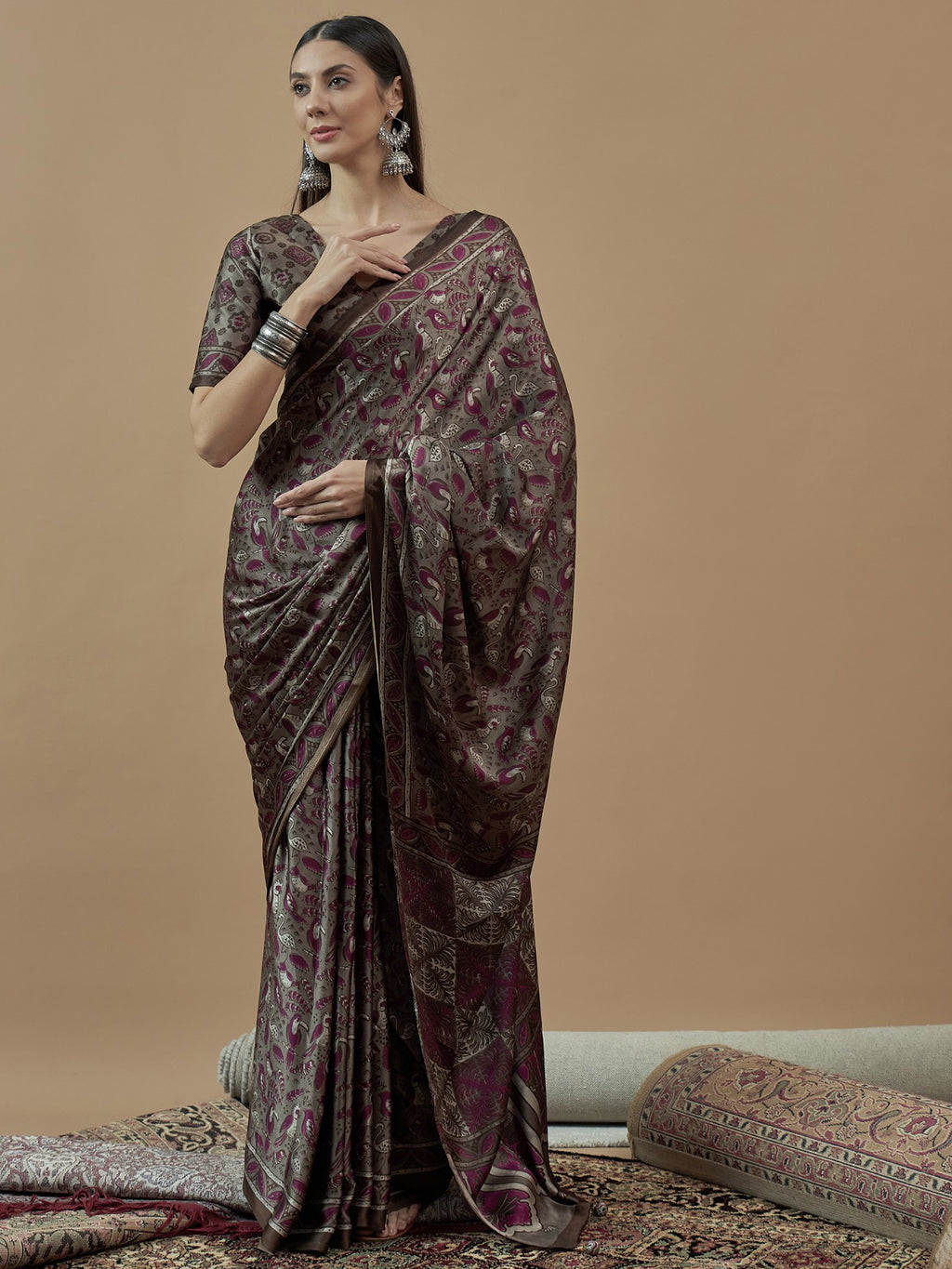 Ajrakh Printed Modal Traditional Silk Saree