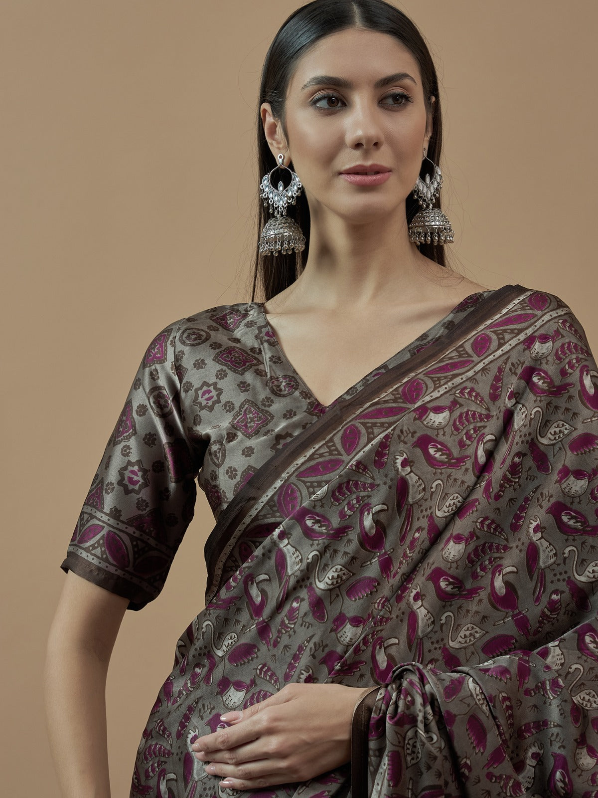 Ajrakh Printed Modal Traditional Silk Saree
