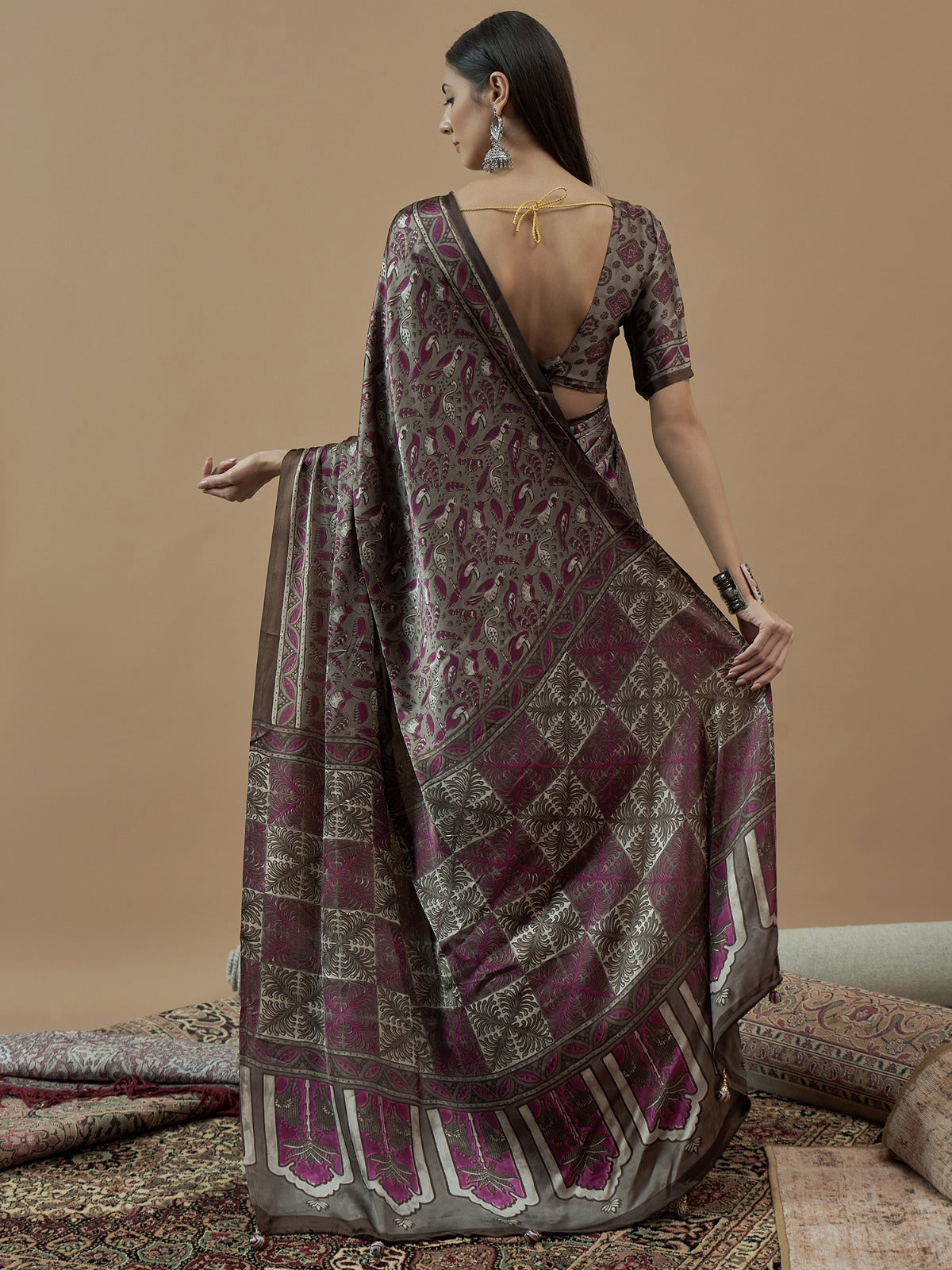 Ajrakh Printed Modal Traditional Silk Saree