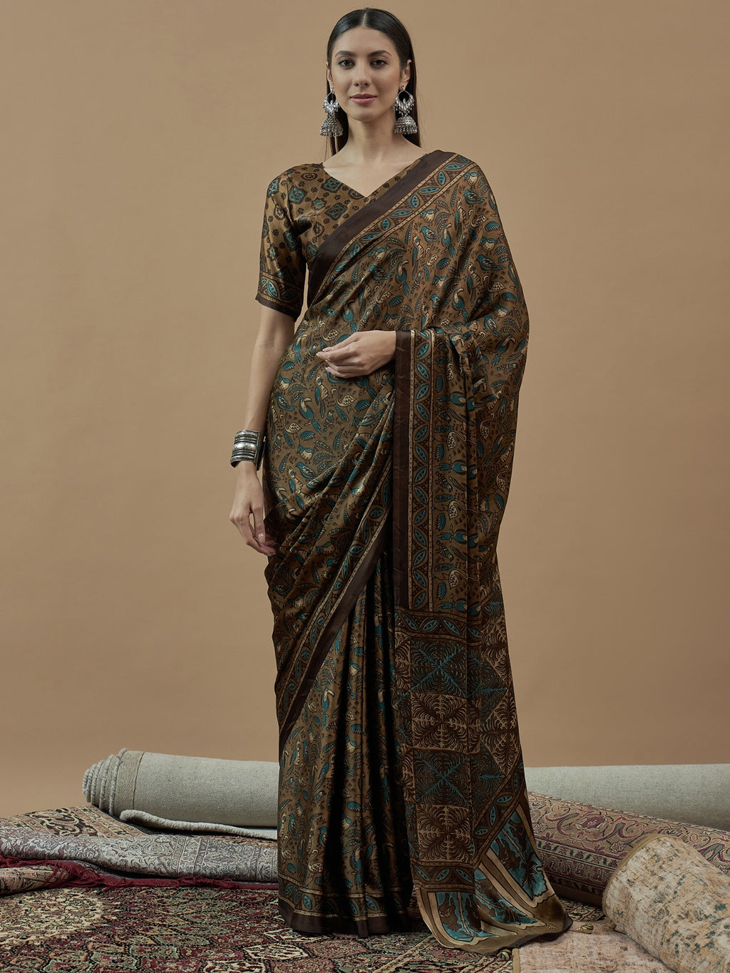 Traditional Modal animal printed silk Saree