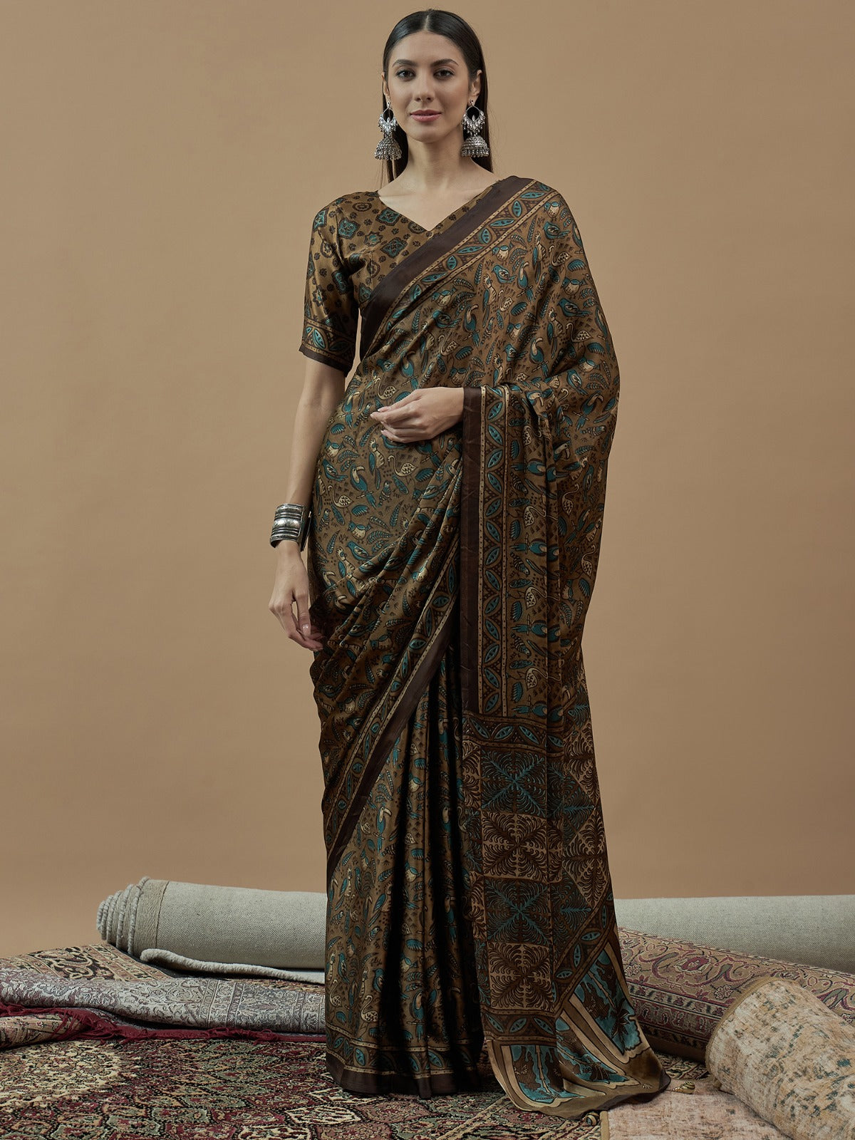 Traditional Modal animal printed silk Saree