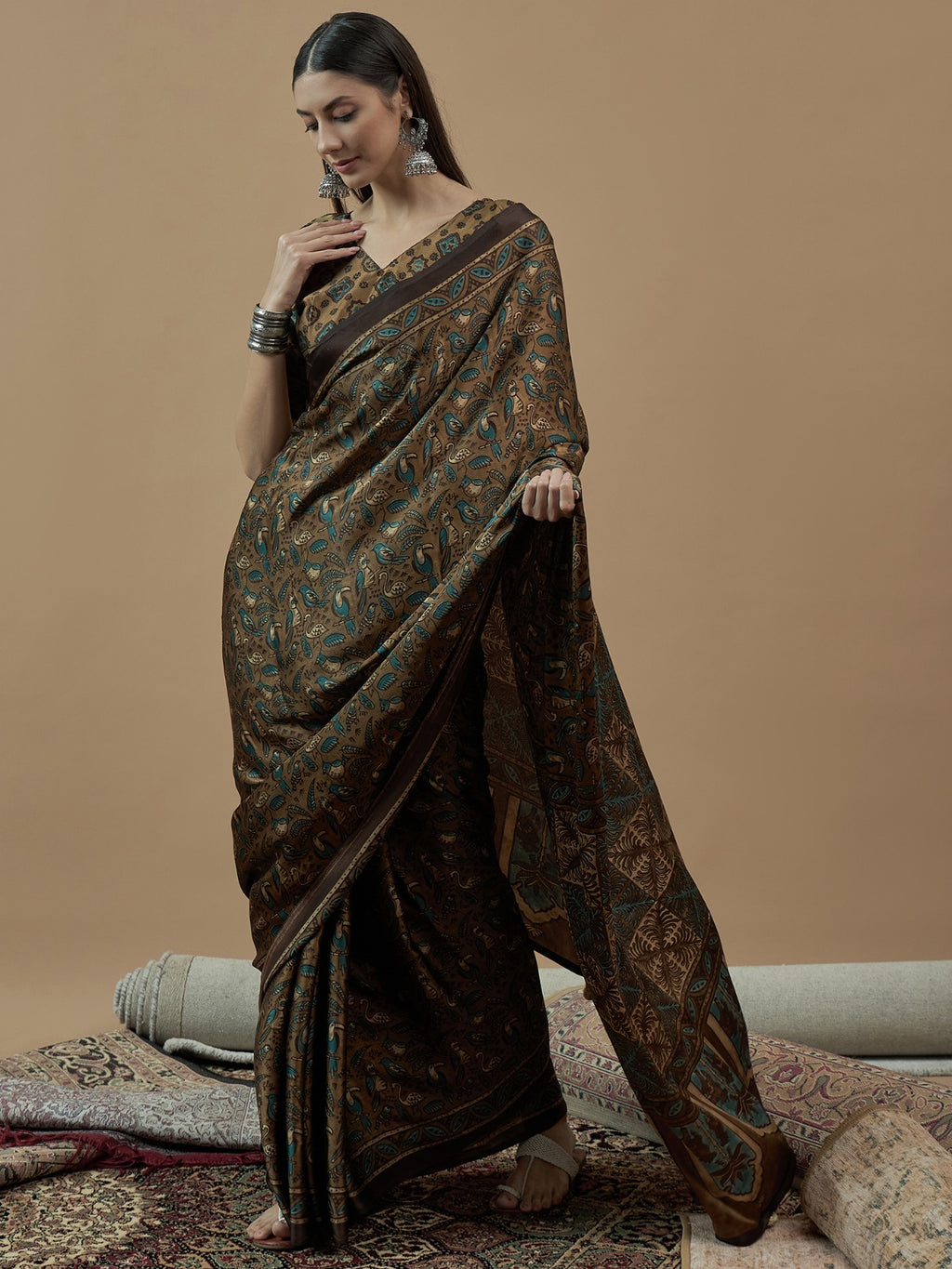 Traditional Modal animal printed silk Saree