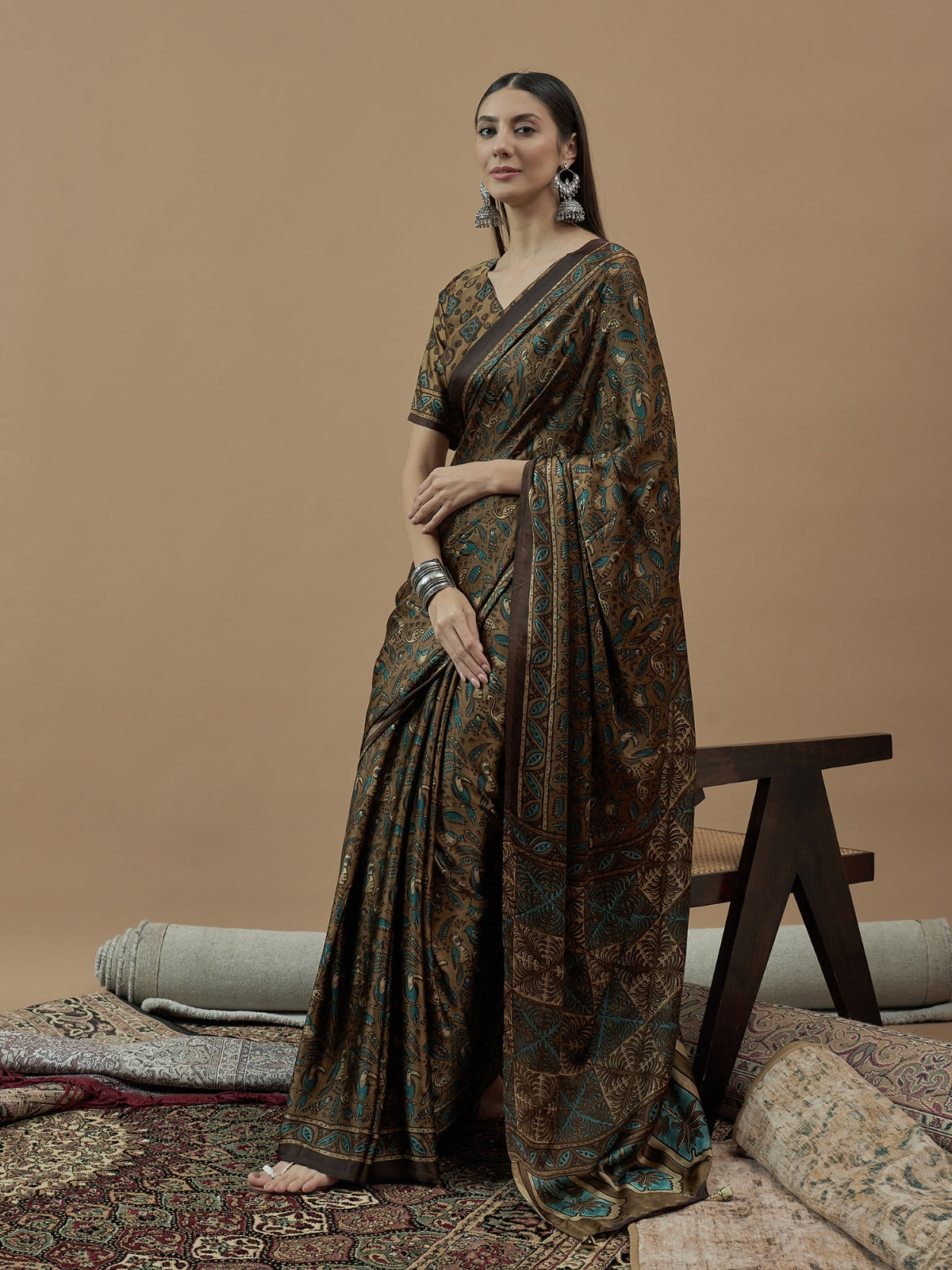 Traditional Modal animal printed silk Saree
