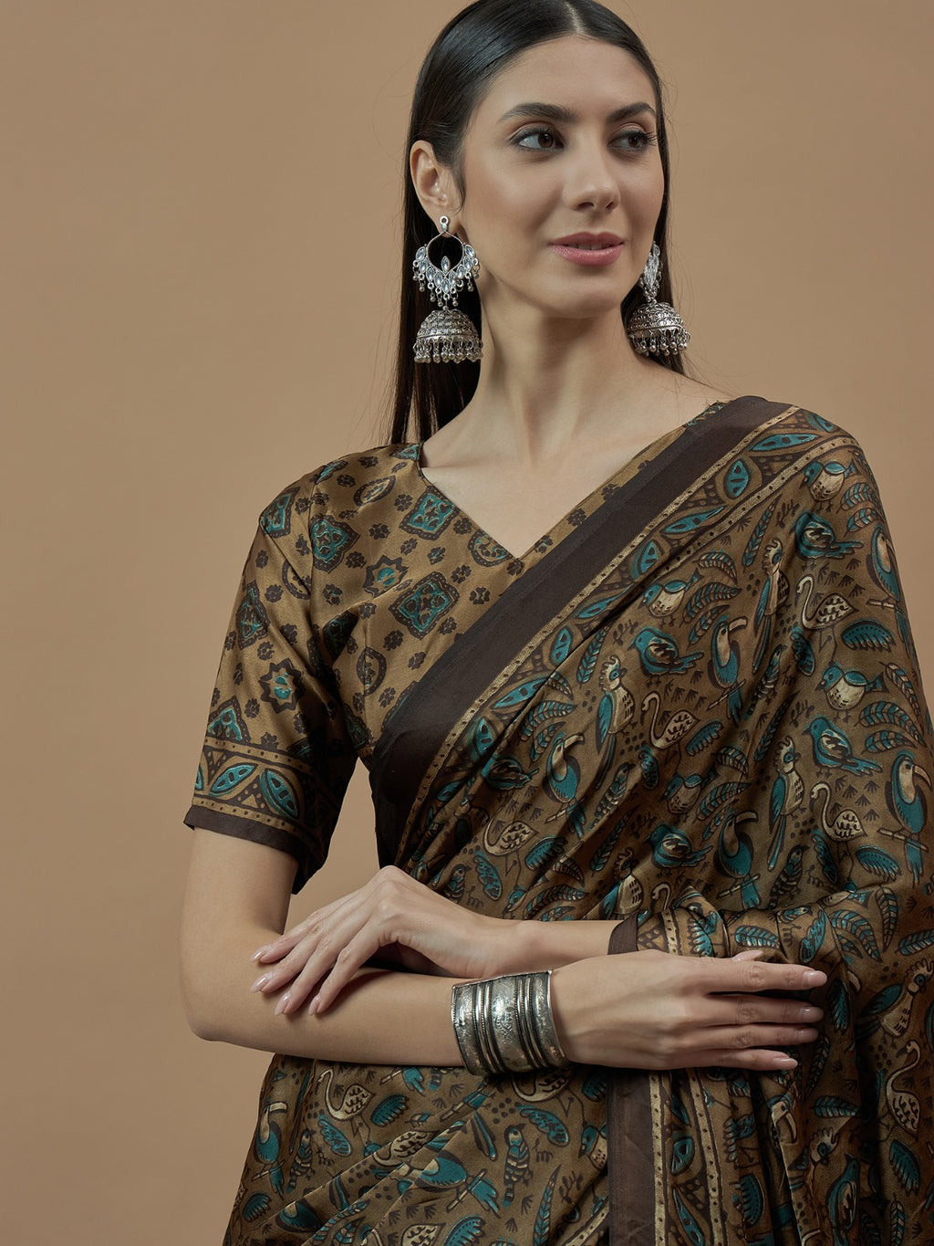 Traditional Modal animal printed silk Saree
