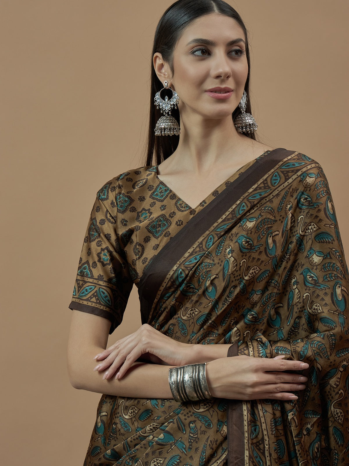 Traditional Modal animal printed silk Saree