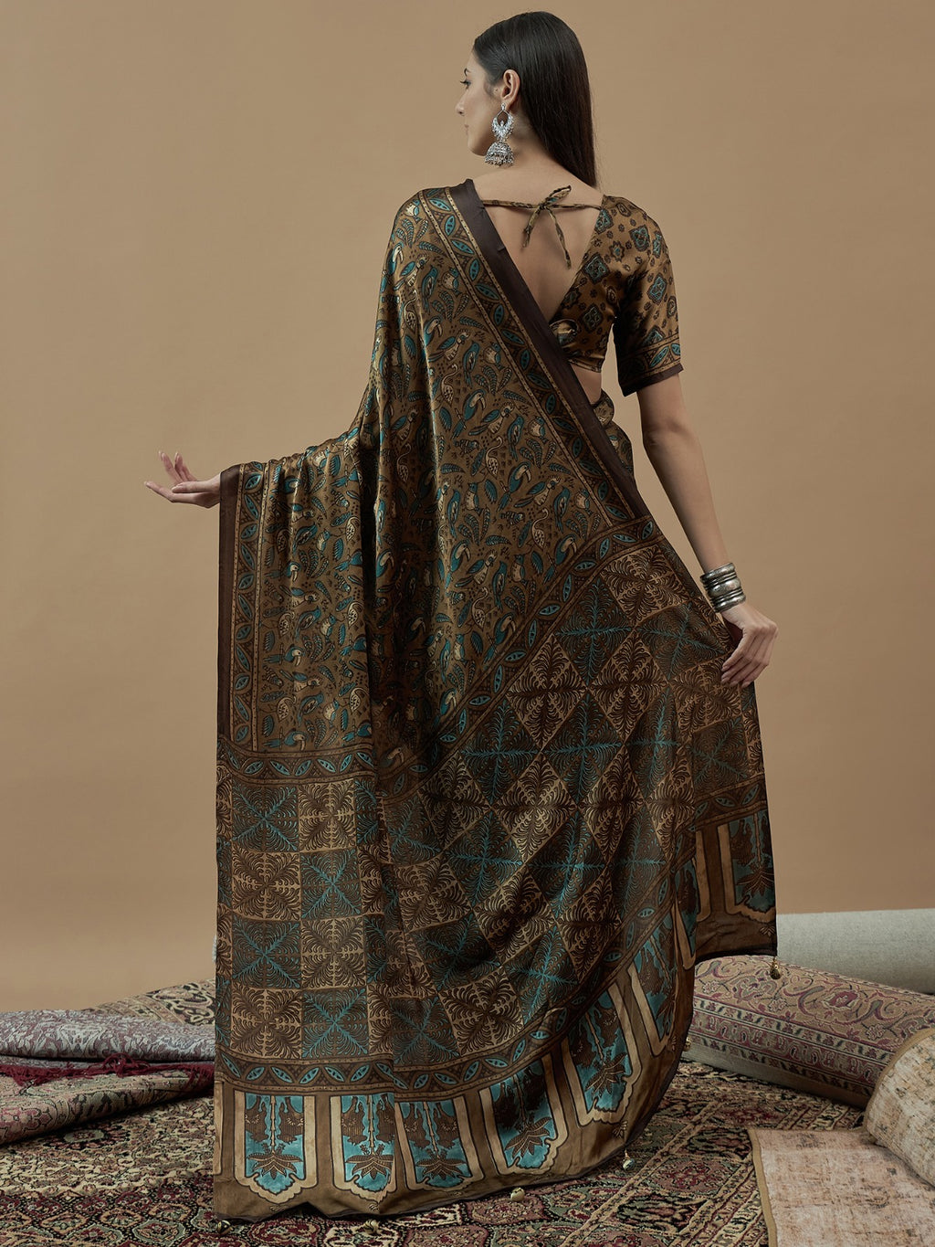 Traditional Modal animal printed silk Saree