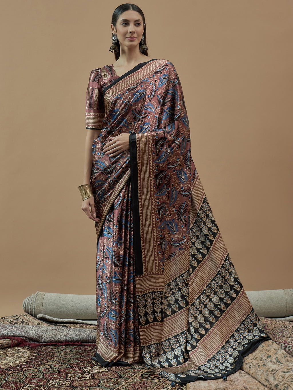 Ethnic Modal Silk Printed saree with unstitched blouse