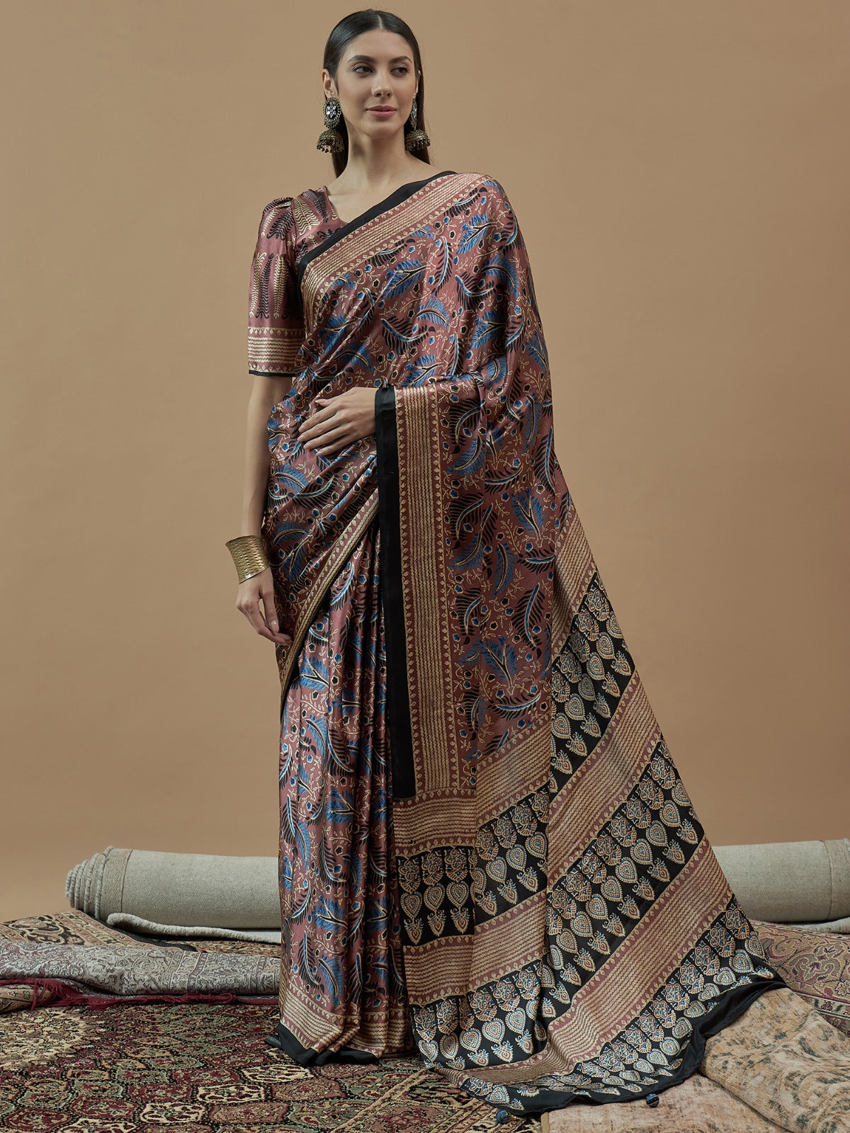 Ethnic Modal Silk Printed saree with unstitched blouse