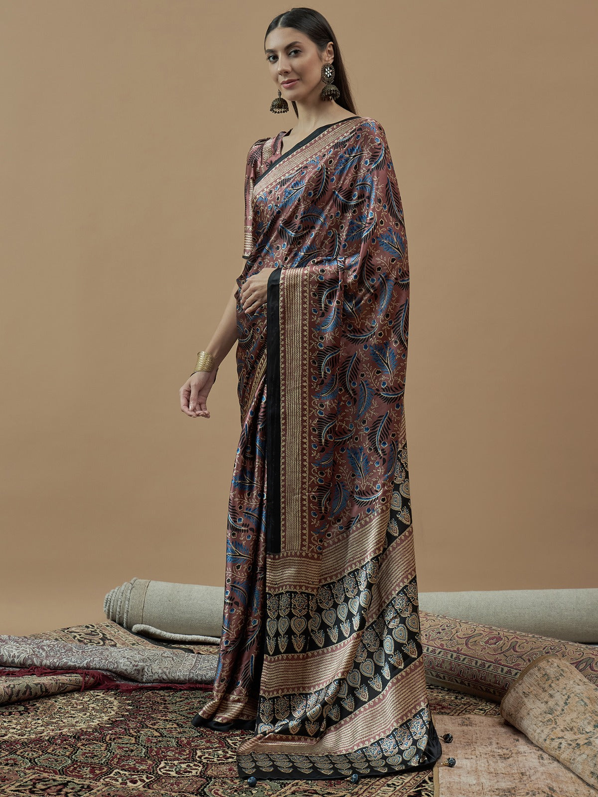 Ethnic Modal Silk Printed saree with unstitched blouse