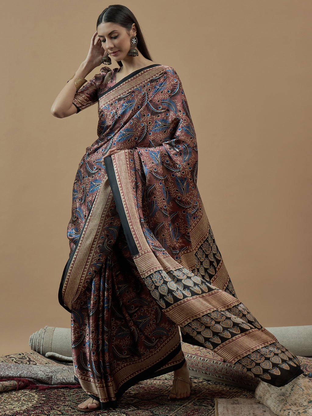 Ethnic Modal Silk Printed saree with unstitched blouse