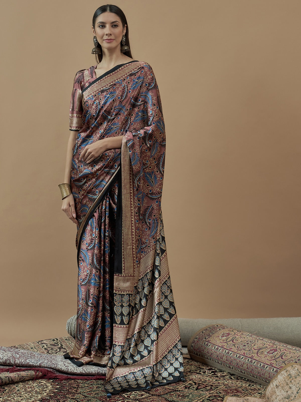 Ethnic Modal Silk Printed saree with unstitched blouse