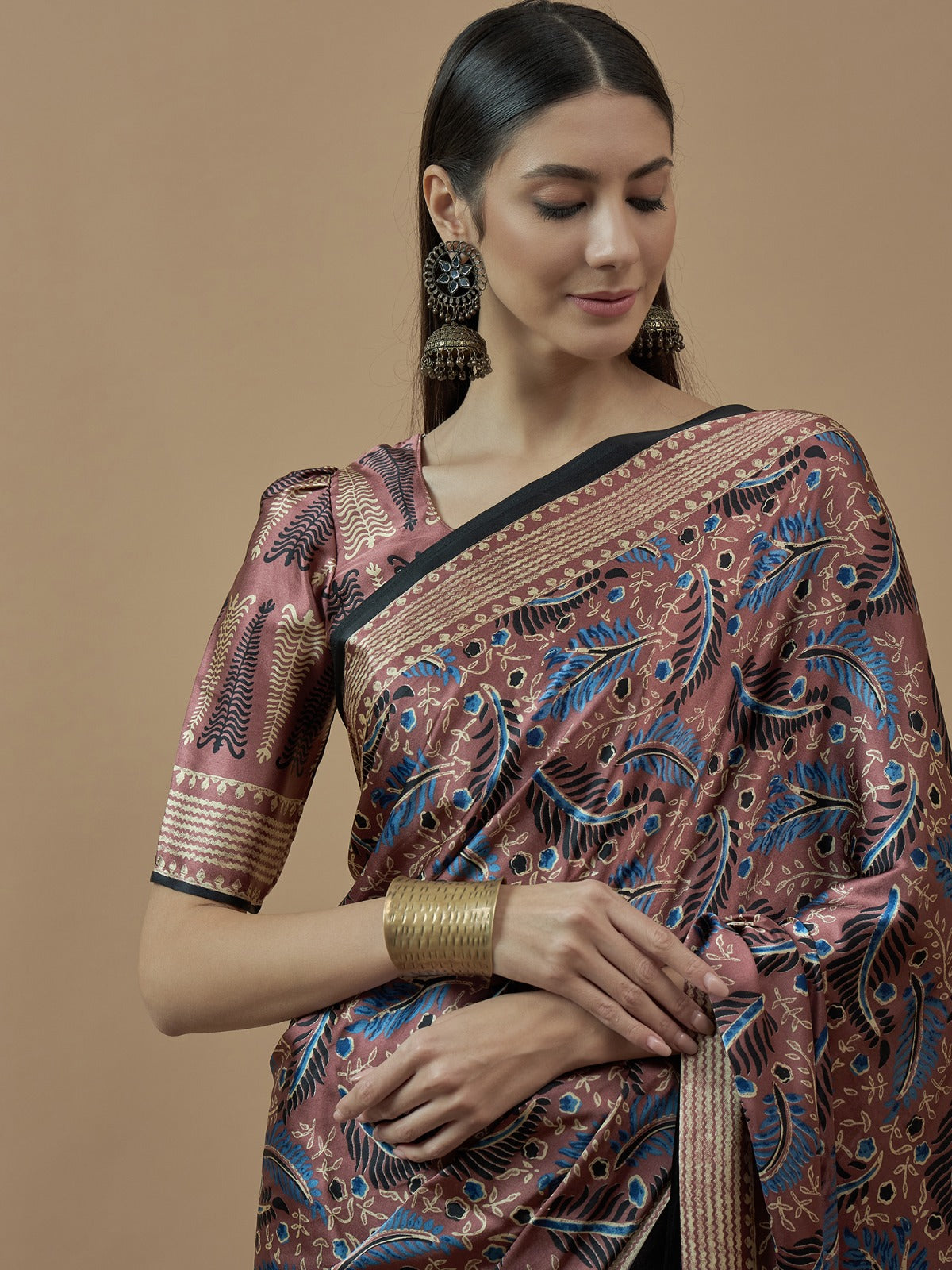 Ethnic Modal Silk Printed saree with unstitched blouse