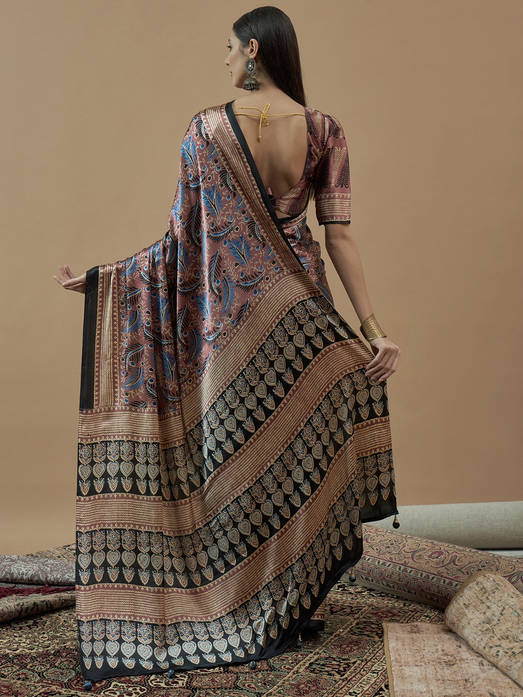 Ethnic Modal Silk Printed saree with unstitched blouse