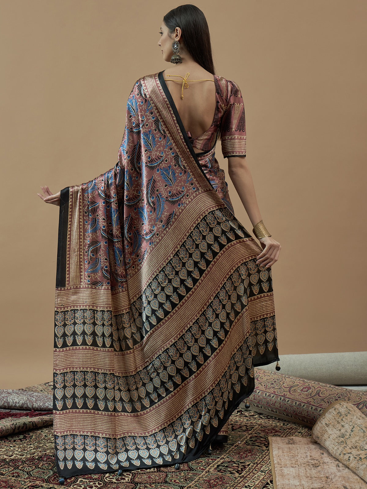 Ethnic Modal Silk Printed saree with unstitched blouse